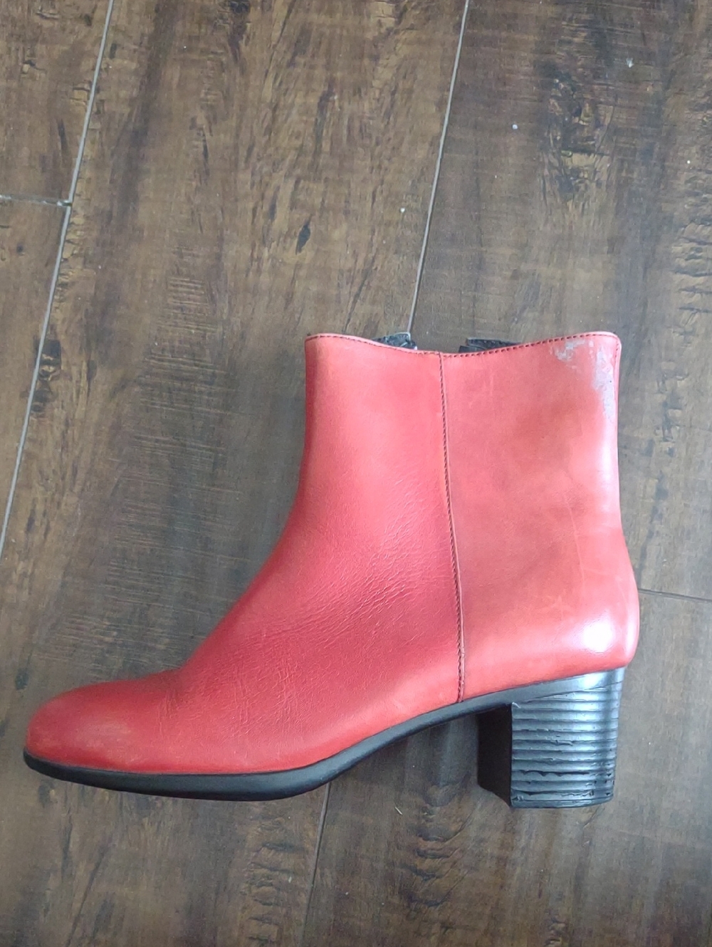 Red Leather Women's Ankle Boots